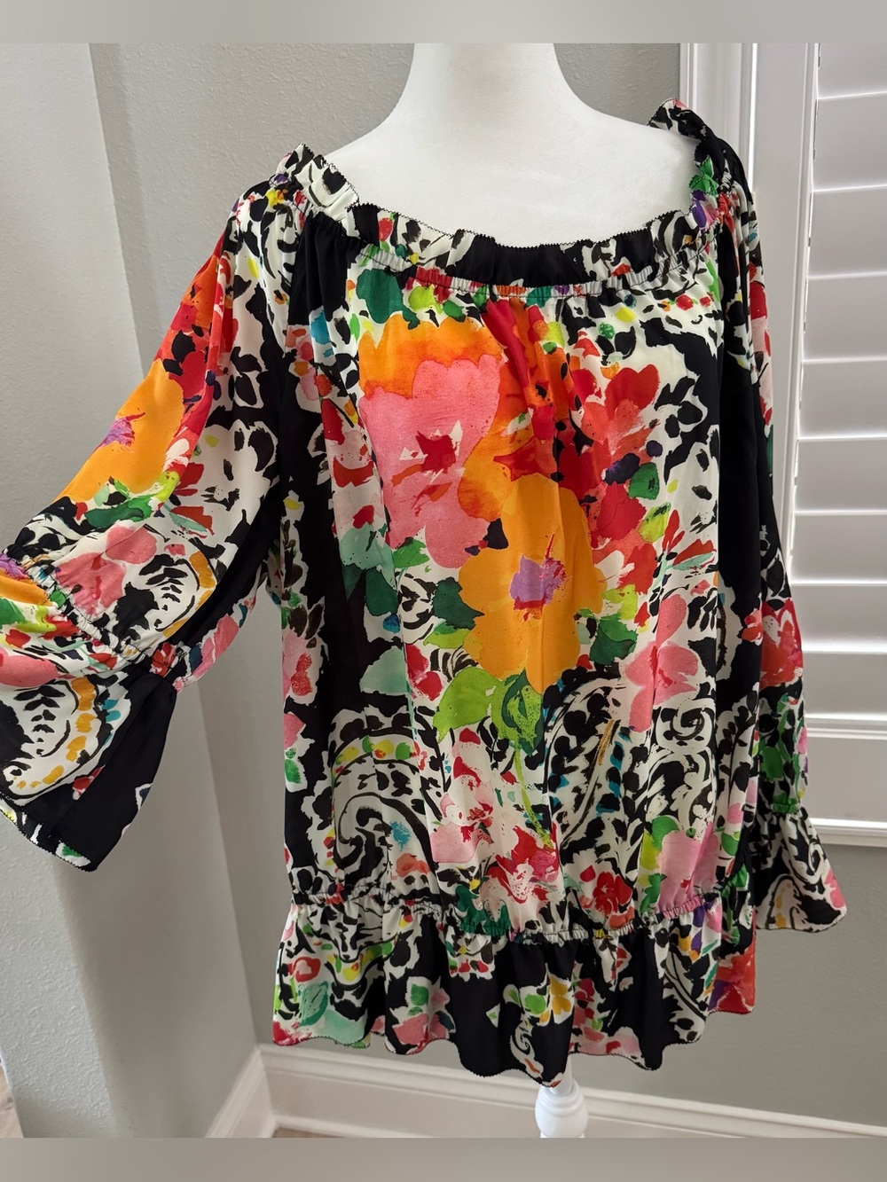Lauren Ralph Lauren women’s 3XL watercolor floral dressy blouse 3/4 sleeve